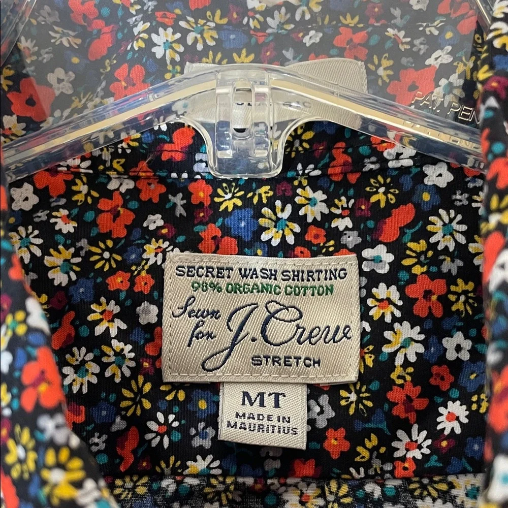 NEW! J. Crew Organic Cotton Multicolor Floral Men's Shirt. Medium Tall.